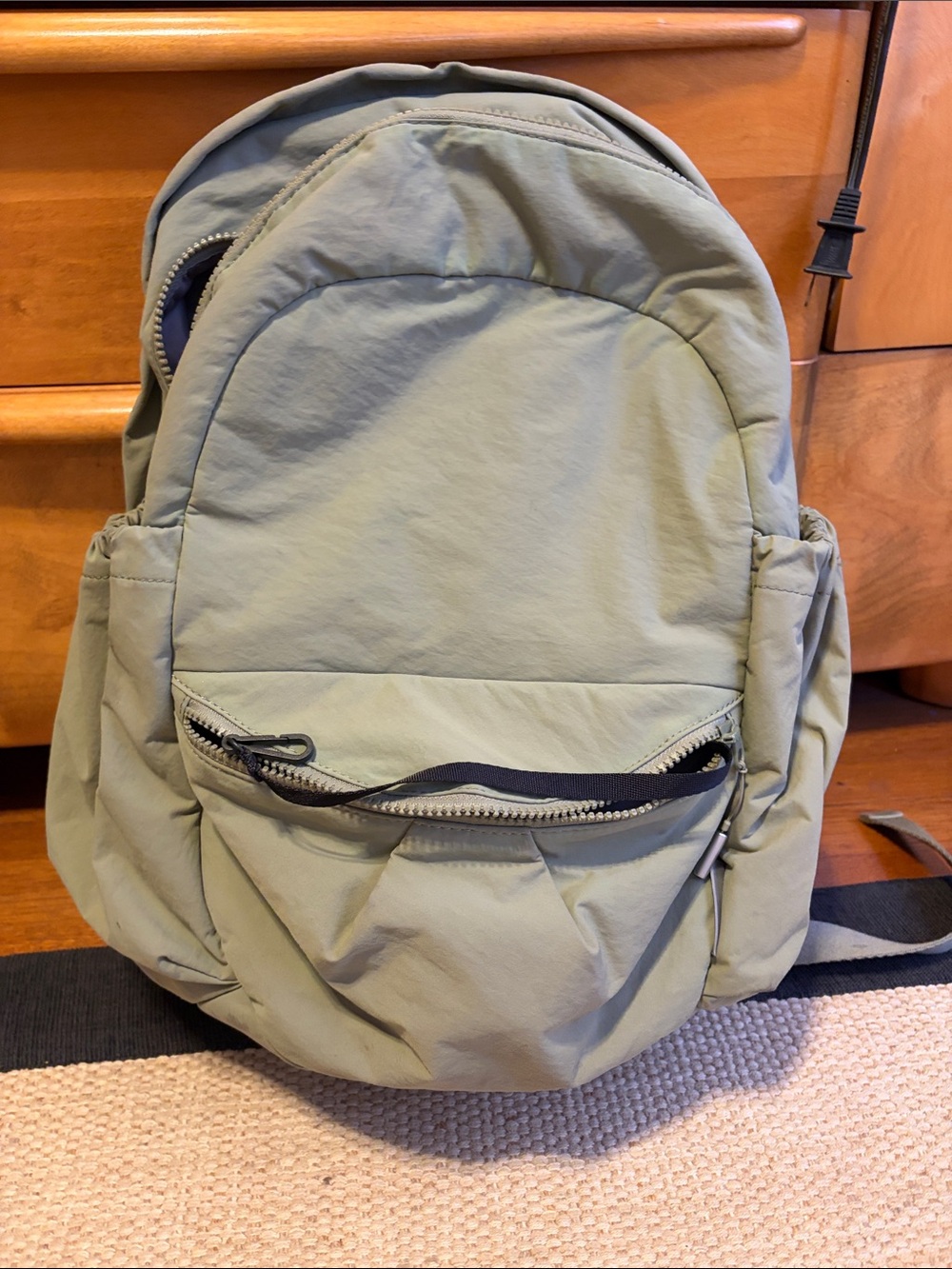 Athleta Olive Green Backpack with Computer Pouch and Front Zip Pocket